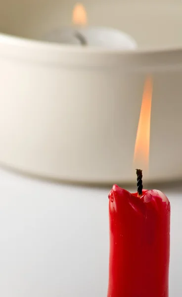 Closeup zapálené svíčky — Stock fotografie