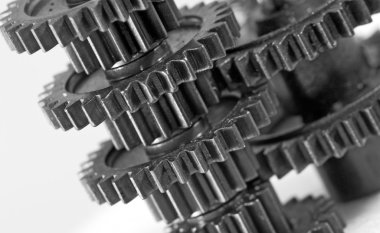 dişli yakın çekim görüntüsü. Ekip çalışması kavramı