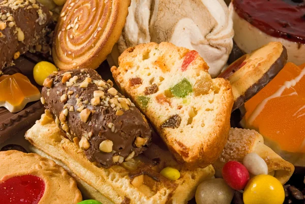 Много вкусных печенье крупным планом — стоковое фото