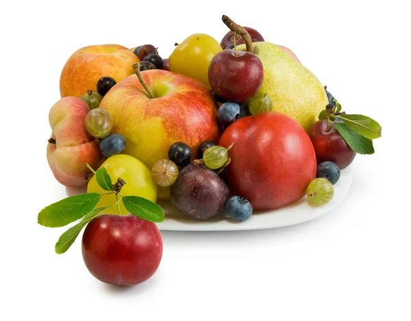 Isolated image of different fruits on a plate — Stock Photo, Image