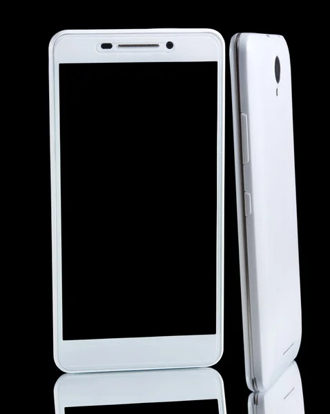 Isolated image of the two smartphone on a black background — Stock Photo, Image