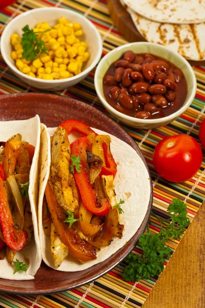 Fajita Chicken Tacos — Stock Photo, Image