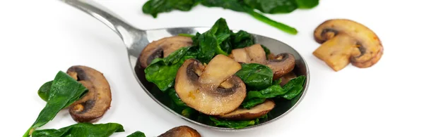Sauteed Mushrooms and Spinach — Stock Photo, Image
