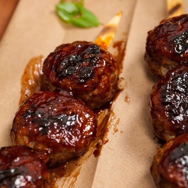 Doux BBQ boulettes de viande — Photo