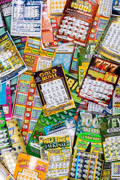 Använde Michigan Instant Scratch Games Lotteri Biljett Bakgrund Selektiv Inriktning — Stockfoto