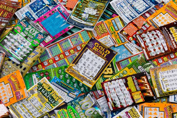 Usato Michigan Instant Scratch Games Lotteria Sfondo Biglietto Focus Selettivo — Foto Stock