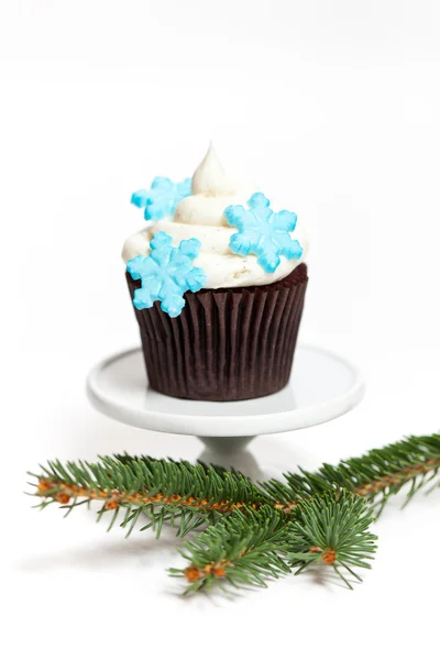 Cupcake com flocos de neve — Fotografia de Stock