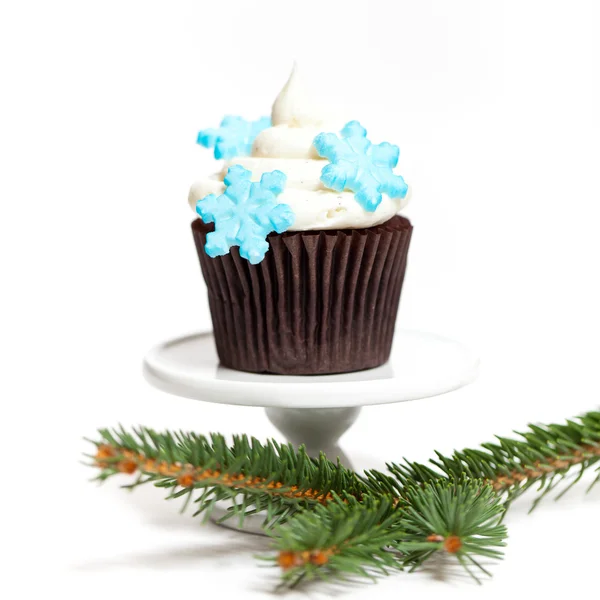 Cupcake med snöflingor — Stockfoto