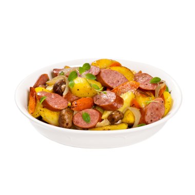 Kavrulmuş sebze ve sosis