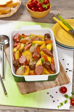 Patates ve sosis yemek