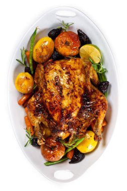 Bütün kavrulmuş tatil tavuk elmalı