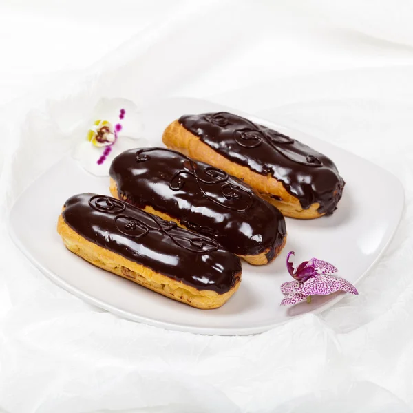 巧克力 Eclair 甜点 — 图库照片