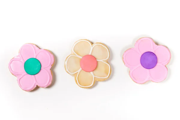 Biscotti di zucchero fatti in casa a forma di fiori — Foto Stock