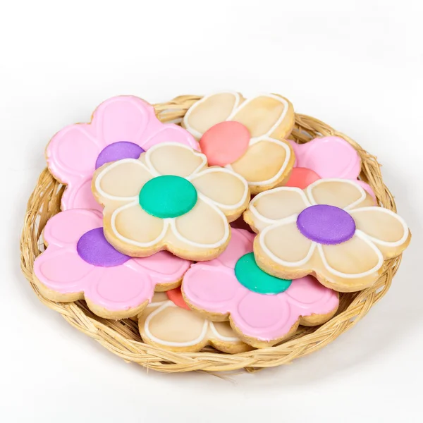 Hemmagjord sugar cookies formade som blommor — Stockfoto