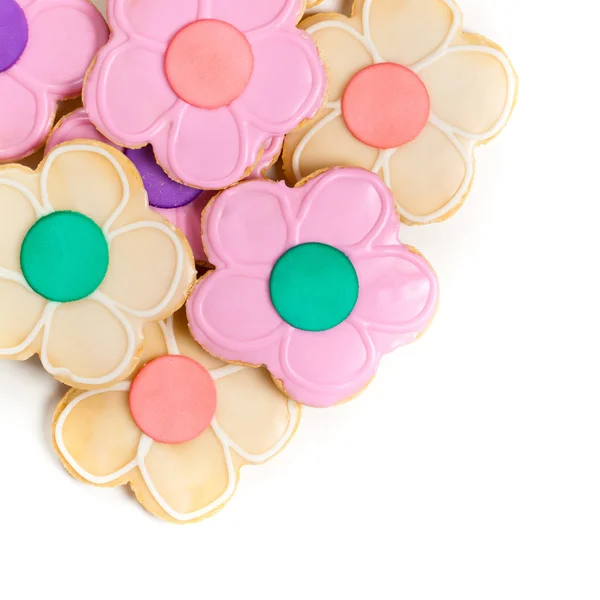 Hemmagjord sugar cookies formade som blommor — Stockfoto