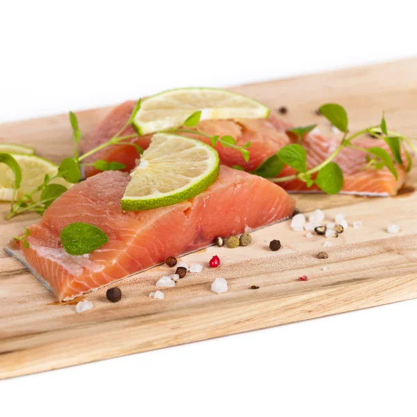 Fresh salmon with spices — Stock Photo, Image