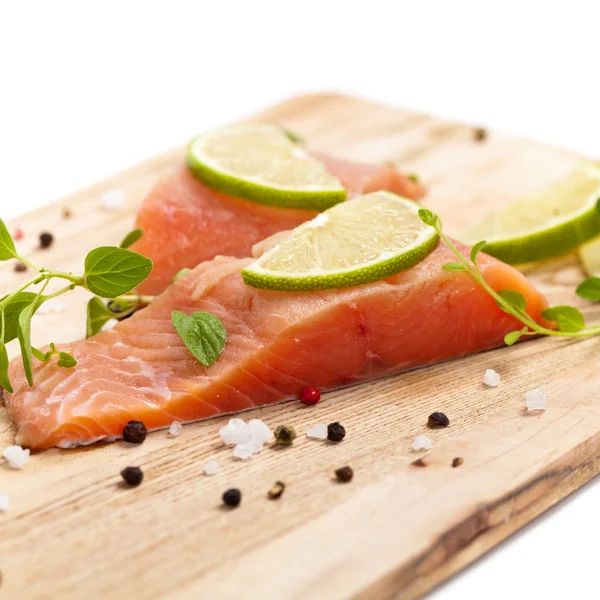 Fresh salmon with spices — Stock Photo, Image