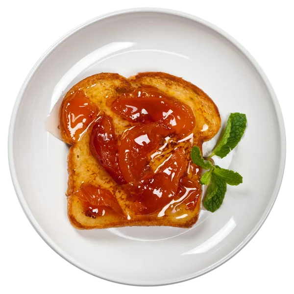 French Toast mit Pfirsichmarmelade. — Stockfoto