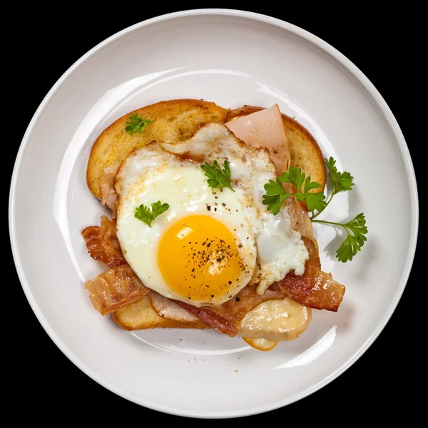 Szendvics, sült tojás — Stock Fotó