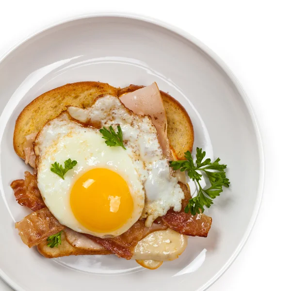 Sandwich with fried eggs — Stock Photo, Image