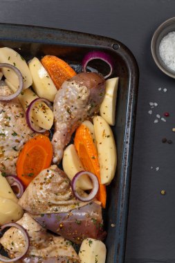 Çiğ tavuk kızartma tavası