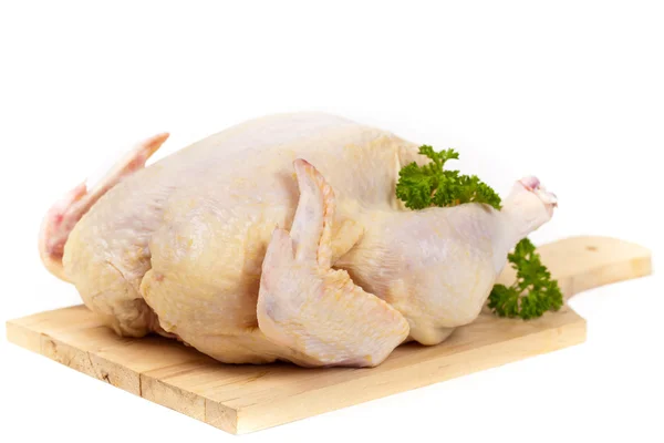 Hele rauwe kip op witte achtergrond — Stockfoto