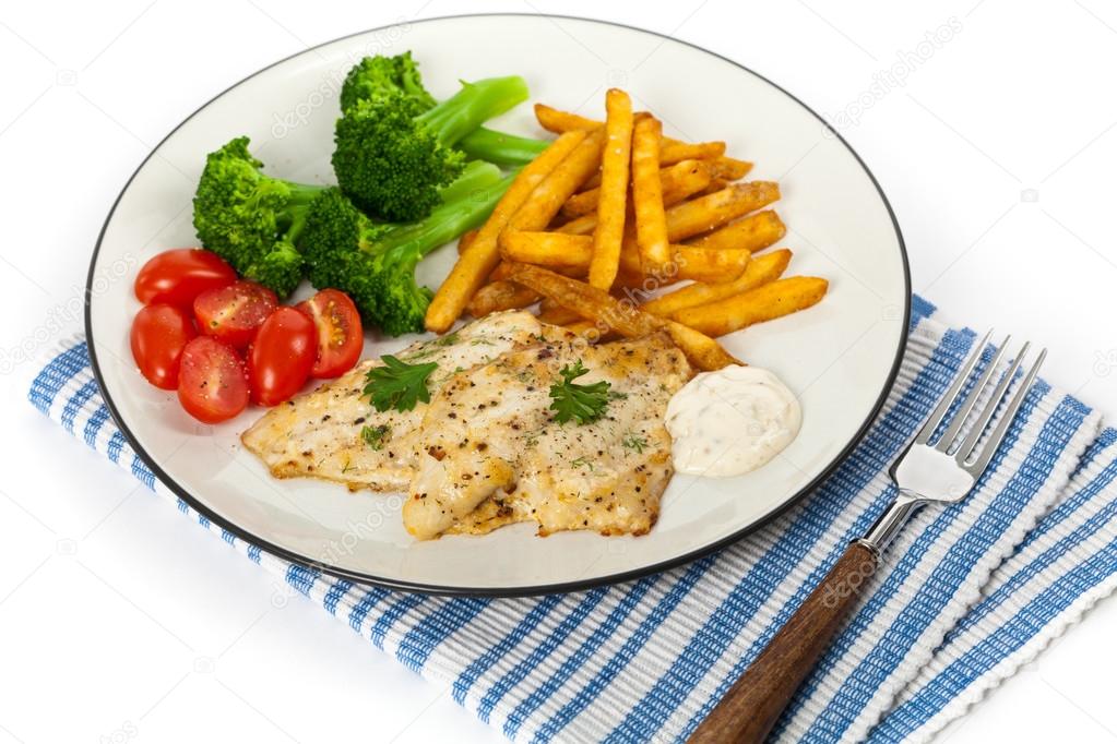 Dinner Plate with Grilled White Fish
