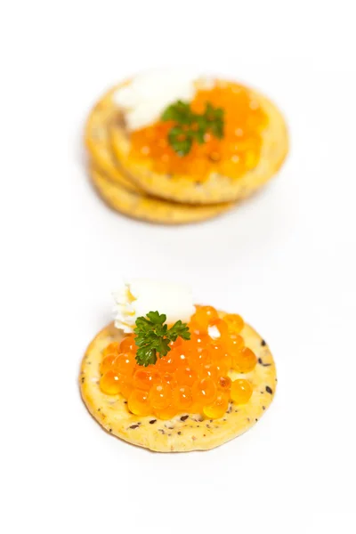 Canapé caviar vermelho — Fotografia de Stock