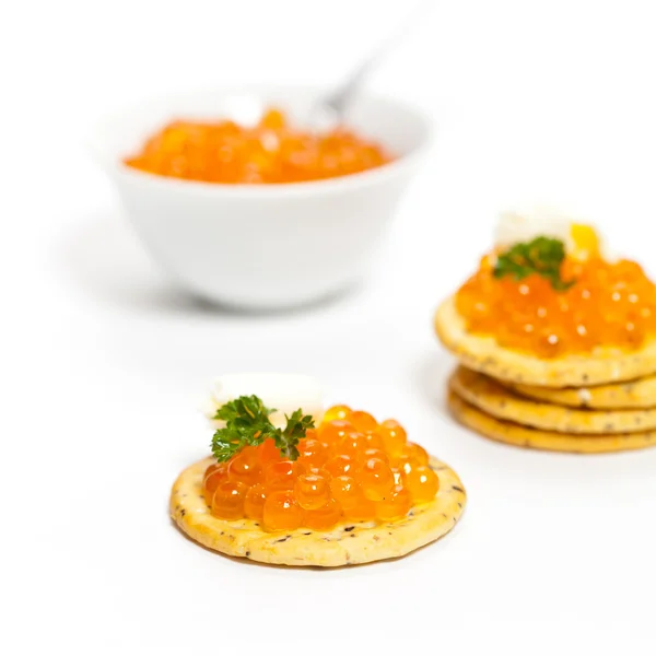 Canapé caviar vermelho — Fotografia de Stock