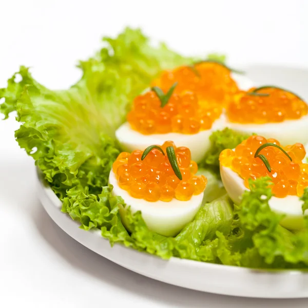 Red caviar canape — Stock Photo, Image