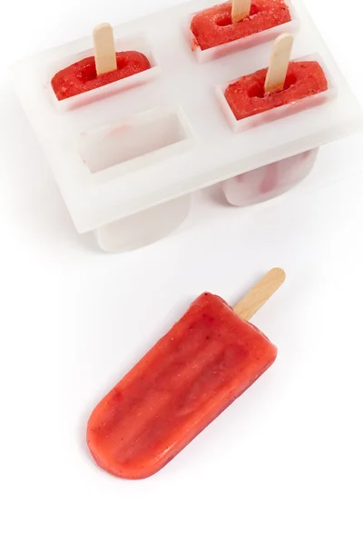 Popsicles Frozen Strawberry Fruit Bars — Stock Photo, Image