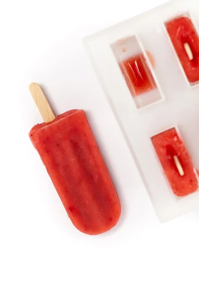 Popsicles Frozen Strawberry Fruit Bars — Stock Photo, Image