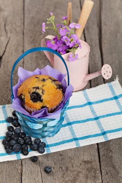 Lahodné domácí borůvkové muffiny — Stock fotografie