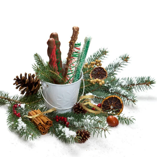 Holiday choklad omfattas Pretzels — Stockfoto