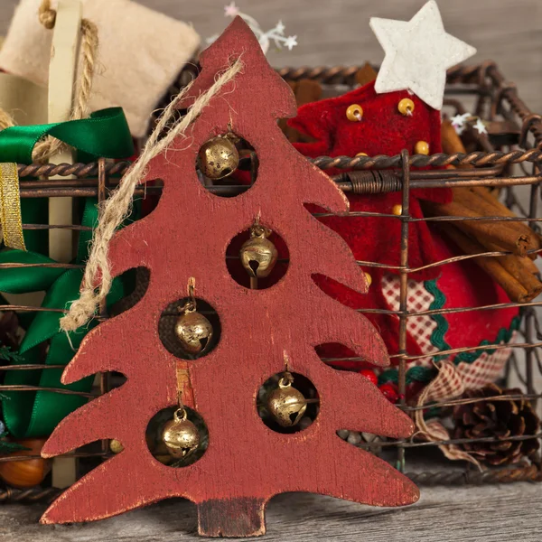 Karácsonyi dekoráció és új év téma háttérrel — Stock Fotó