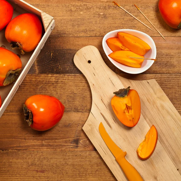 Köstliche orangefarbene Kaki — Stockfoto
