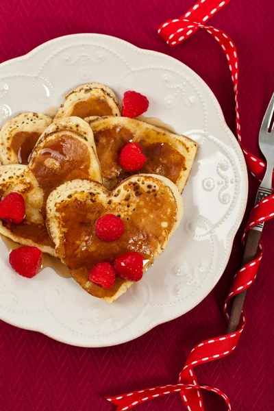 Valentinstag Pfannkuchenherzen — Stockfoto