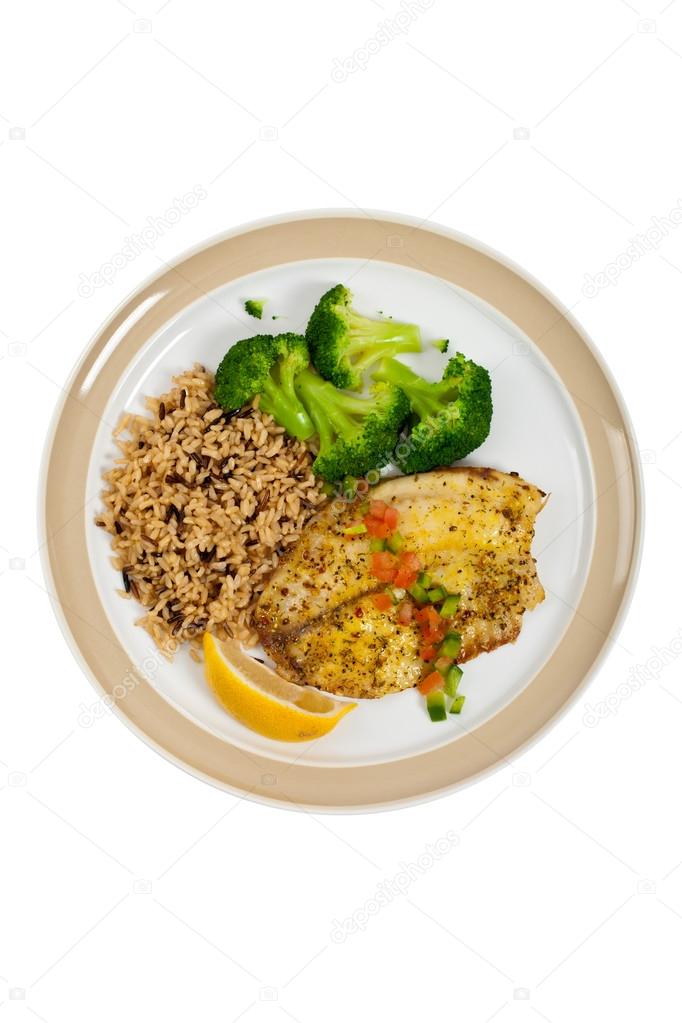 Dinner Plate with Grilled White Fish