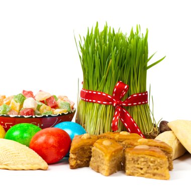 Renkli yumurta, buğday yaylar ve şeker