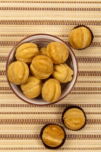 Walnut shaped cookies — Stock Photo, Image