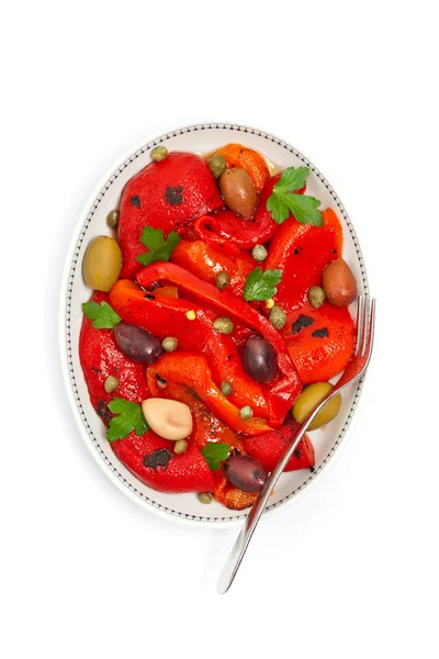 Közlenmiş Kırmızı Biber Salatası — Stok fotoğraf