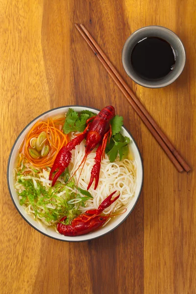 Rice noodles with Crawfis — Stock Photo, Image