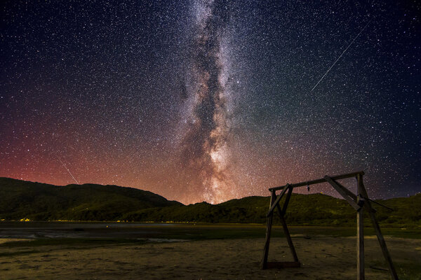 Milky Way in Summer with a hanger in front