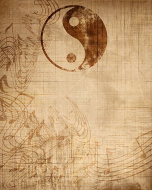 Grunge yin yang sembolü arka plan.