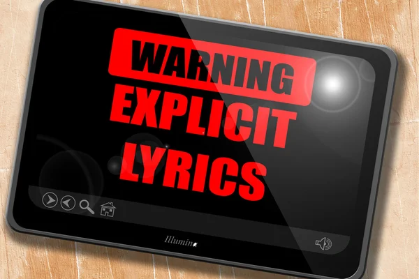 Explicit lyrics sign — Stock Photo, Image