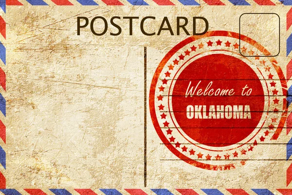 Cartão postal vintage Bem-vindo ao oklahoma — Fotografia de Stock