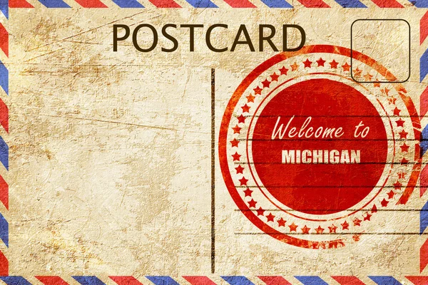 Vintage briefkaart Welkom naar michigan — Stockfoto