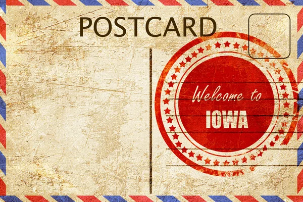 Cartolina vintage Benvenuti a iowa — Foto Stock
