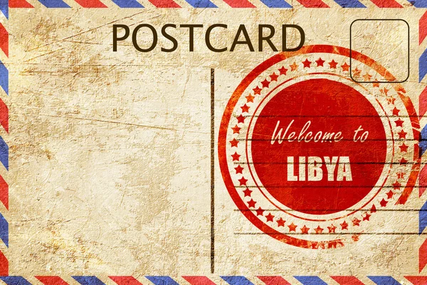 Cartão postal vintage Bem-vindo à Líbia — Fotografia de Stock