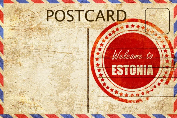 Vintage briefkaart Welkom bij Estland — Stockfoto